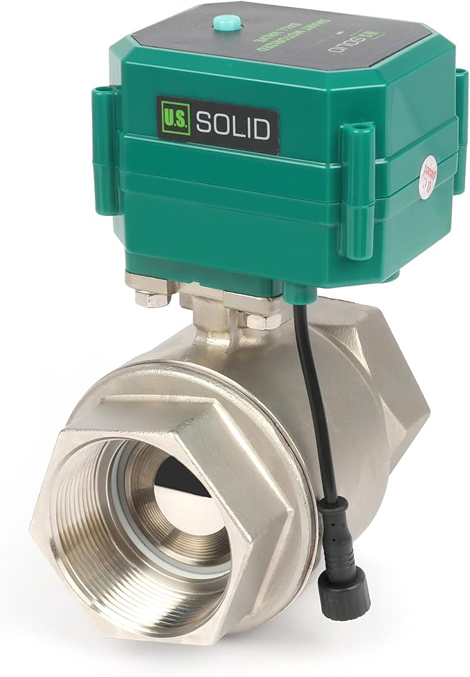 U.S. Solid 2" Smart Motorized Ball Valve - Stainless Steel Remote App Mobile-control Electrical Ball Valve with Manual Switch, Plug Connection