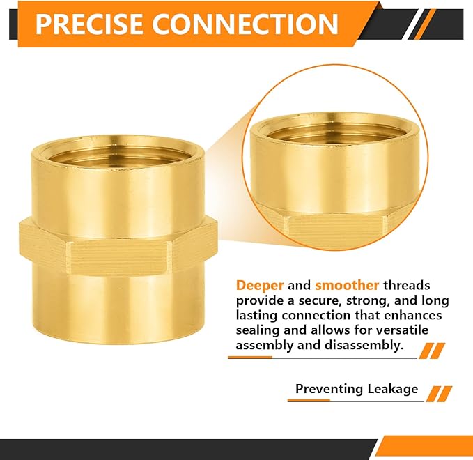 100-PCs HeSun Brass Pipe Fitting, 3/4" NPT Female x 3/4" NPT Female Hex Pipe Adapter