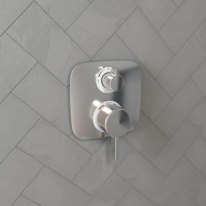 hansgrohe Ecostat E Modern Thermostatic Shower Valve Trim with Temperature Control in Chrome, 15707001