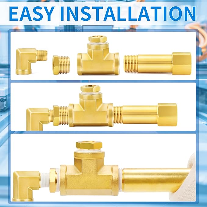 ChillWaves Brass Pipe Fitting, Long Nipple Pipe 1/4" NPT Male x 1/4" NPT Female Thread 2" Length(50MM)(2-PACK)