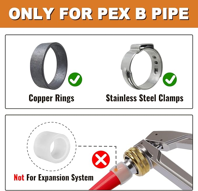 SUNGATOR Pex Washing Machine Outlet Box with Center Drain, Laundry Washer Valve Box, 1/2 Inch Pex Crimp Inlet x 3/4 Inch MHT Outlet，with 4 Crimp Rings