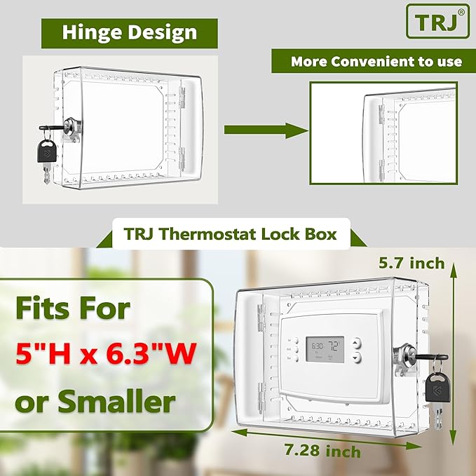 4 PCS Thermostat Lock Box with Key, Large Thermostat Cover with Lock for Thermostat on Wall, AC Control Lock Box Cover with Key, Air Conditioner Lockbox Fits Thermostats 5" H x 6.3" W or Smaller