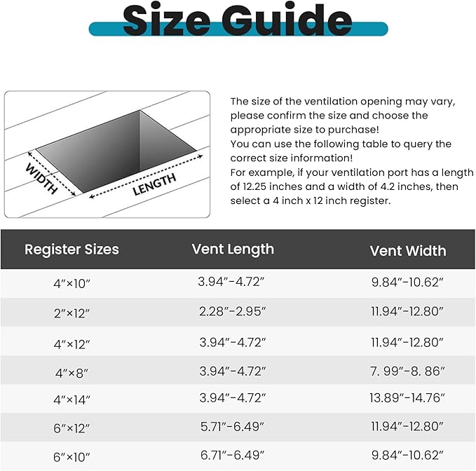 VOISEN Floor Register 4x12, 6 Pack Floor Vent Covers, Steel Adjustable Air Supply Grille Register Vent Cover Grill for Sidewall and Floor, Vent Covers for Home Floor,Brown