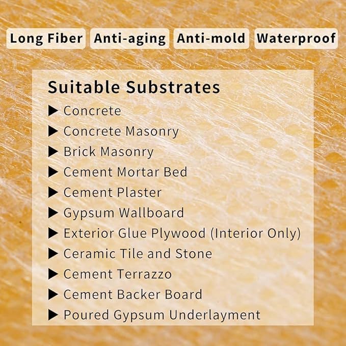 Waterproofing Membrane Band Roll, 30Mils Thick, 5Inch X 98.5Ft Tile Floor Underlayment Waterproofing Polyethylene Fabric Waterproof Membrane for Tiles, Shower Walls, Bathroom Floors