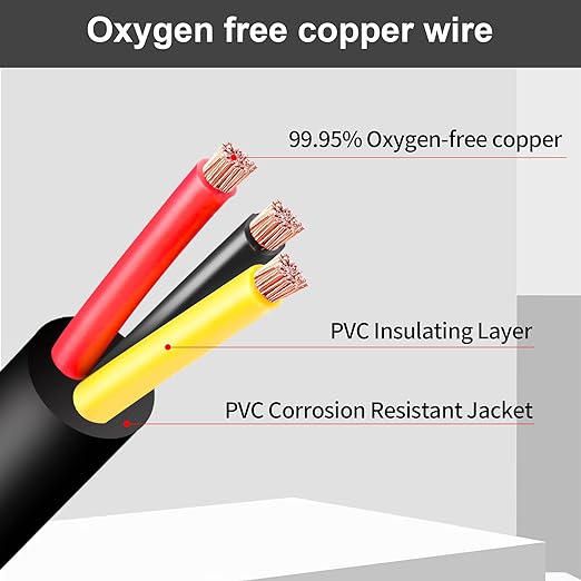 12 Gauge Wire 3 Conductor,12 AWG Electrical Wire Stranded PVC Cord Oxygen-Free Copper Cable,200FT 3 Core Pure Copper Flexible Cable Wire for LED Lamp Lighting Strips Automotive (12AWG-3C, 200FT)…