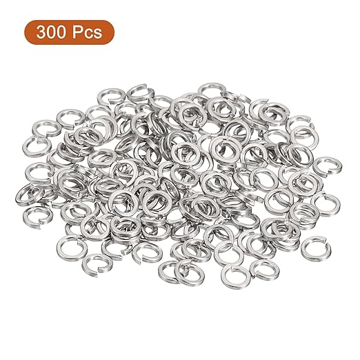 uxcell 300 Pcs Spring Lock Washer, M3 Split Lock Washer Assortment 316 Stainless Steel Lock Washers for Screws Bolts Nuts, Silver