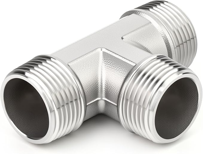 TAISHER 5PCS 304 Stainless Steel Tee Pipe Fittings, 1" x 1" x 1" NPT Male Pipe Fittings