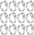HARFINGTON 12 Pcs Hose Clamp 3/4"-1-1/8" (19-29mm) 304 Stainless Steel Adjustable Worm Gear Hose Clamp with Phillips Screw Assortment Kit for Fuel Line Pipe Plumbing Automotive Tube
