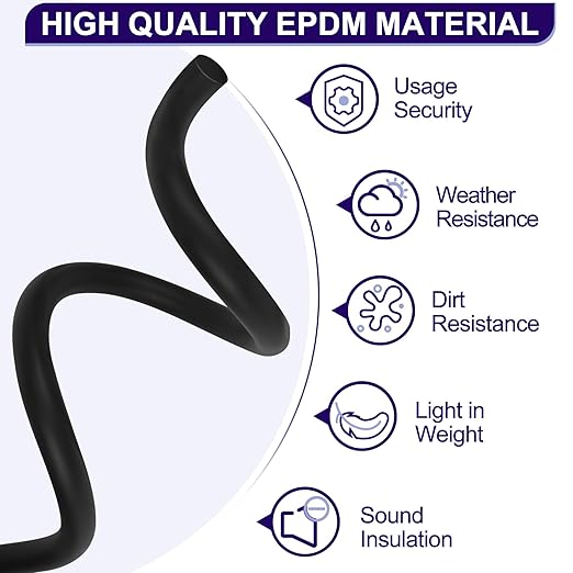 ToLanbbt Backer Rod EPDM Rubber 3/8" Diameter x 20' Length Caulk Saver Door Window Weather Stripping Seal for Concrete Filling Joints and Gaps (Black)