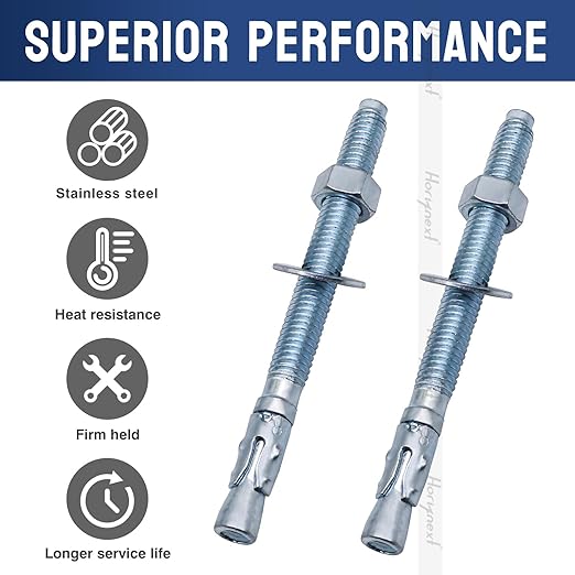 3/8" x 4-1/2" Wedge Anchor, for Cement and Concrete only, zinc-Plated Carbon Steel Screws and lag Bolts （ 30 pcs