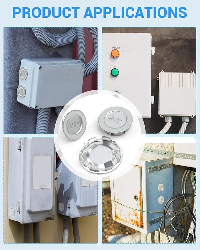 24 Pcs 3/4 inch Knockout Seal Electrical Box Knockout Plugs Removable Seals for Conduit Pipe Assorted Sizes to Fit Unused Electrical Box Openings