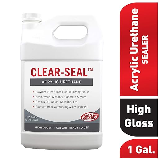Rain Guard Water Sealers - CLEAR-SEAL - Professional Sealer and Finish Coat For Decorative Concrete, Stone, and Other Masonry Surfaces - Acrylic Urethane Coating - High Gloss - Ready To Use - 1 Gallon