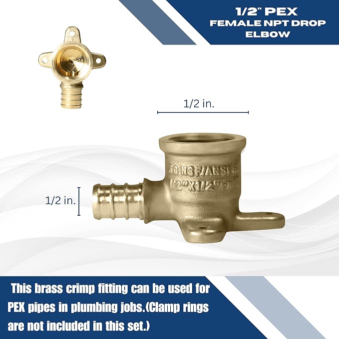 XFITTING 1/2 Inch Pex x 1/2 Inch Female NPT Drop Ear Elbow, 10 Pieces