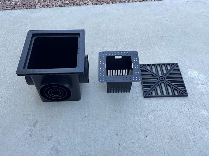 Sandbaggy 12" x 12" Stormwater Catch Basin - 4 Outlets - UV Treated with Debris Basket - Residential, Yard, Lawn, French Drains (12" x 12", 15, Count)