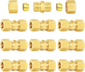 ChillWaves Brass Compression Tube Fitting, 1/8" OD x 1/8" OD Compression Union Connector(10-PACK)
