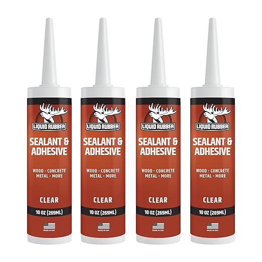 Liquid Rubber Caulk - Hybrid Silicone Adhesive and Protective Sealant, Clear, 4 Pack