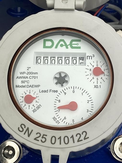 DAE WP-200nm 2" Lead Free Woltmann Helix Water Meter, Pulse Output, Cubic Meter