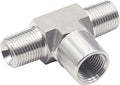 HFS(R) 304 Stainless Steel Forged Pipe Fitting Street Tee 1/2" NPT Male x 1/2" NPT Female x 1/2" NPT Male