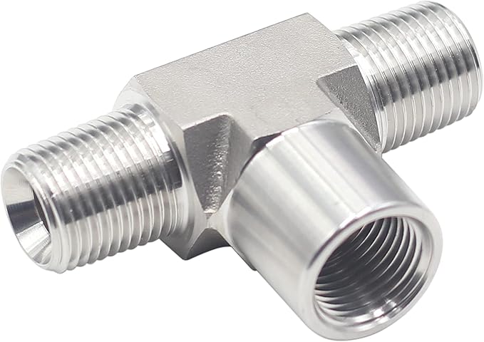 HFS(R) 304 Stainless Steel Forged Pipe Fitting Street Tee 1/2" NPT Male x 1/2" NPT Female x 1/2" NPT Male
