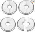 HARFINGTON 4pcs Wall Split Flange 17mm/0.7" Self-Adhesive Plumbing Cover Plates ABS Plastic Round Escutcheon Plate Buckle Design for Water Pipe Bathroom Kitchen Decoration, Silver Tone
