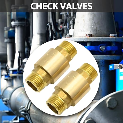2Pcs Brass in-Line Spring Check Valve DN15 1/2" Male Thread, One-Way Non-Return Vertical Check Valve, Prevent Water Back-Flow for Water Oil