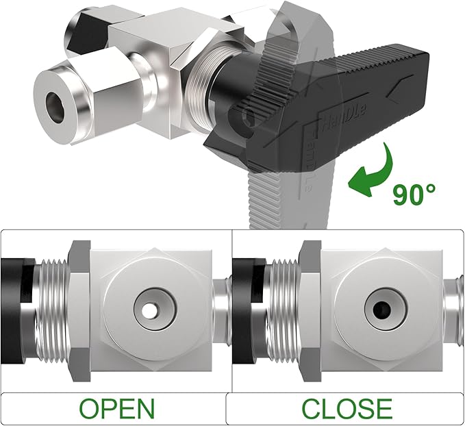 TAISHER 1PCS 304 Stainless Steel 3 Way Compression Tube Valve, 1/8" Tube OD x 1/8" Tube OD x 1/8" Tube OD Adapter