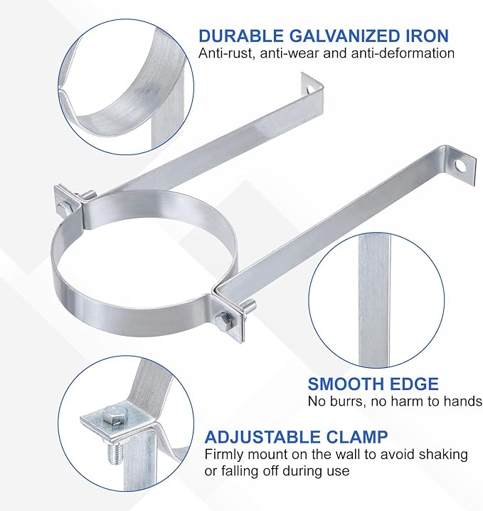 PATIKIL 6 Inch B Vent Wall Strap, 2 Pack Galvanized Round Gas Vent Pipe Strap Ventilation Open Ring Hanger Vent Wall Bracket for B Type Vent Pipe, Silver