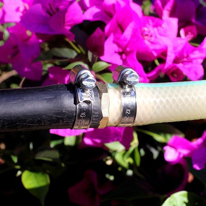 Solid Brass Garden Hose Repair Connector with Clamps Hose Repair Kit, 3/4"Barb Garden Hose Fittings (3/4"Barb-3 Set)