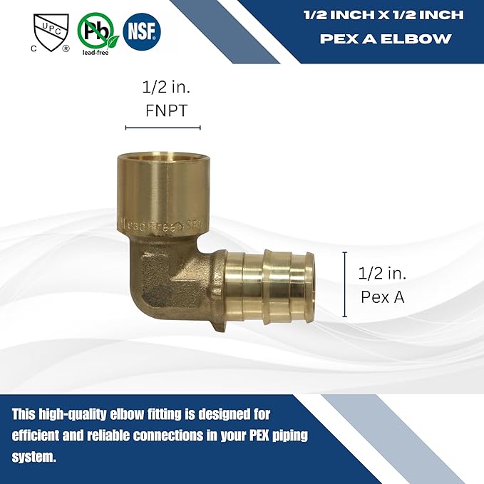 XFITTING Pex A 1/2 Inch x 1/2 Inch Female Elbow Sweat, 31-1-3=5XX, 5 Pieces