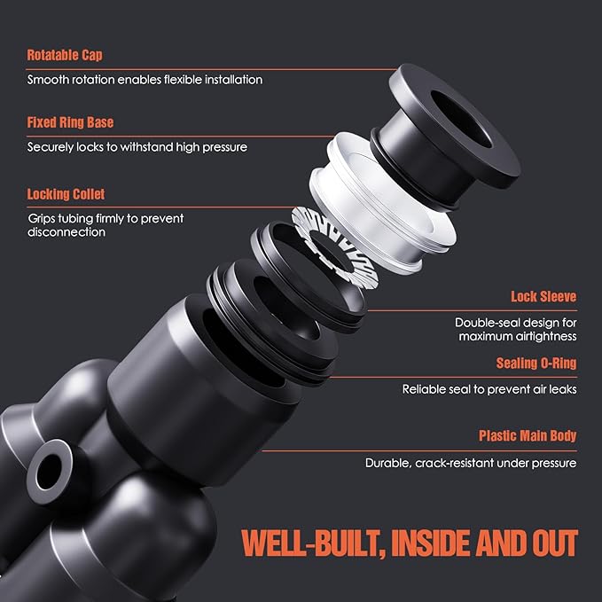 1/2" OD Push to Connect Fittings – Air Line Splitters Connectors, Quick Connect Pneumatic Fittings, Push Lock Air Hose Fittings for Compressor, Air Tools & Tubing (10 PCS)