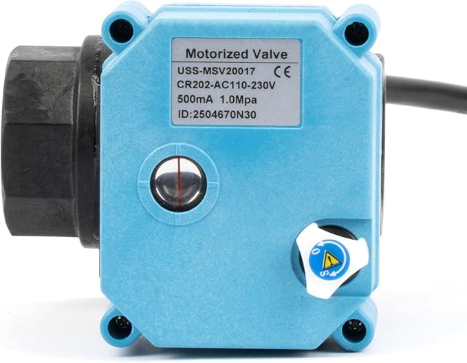 U.S. Solid 3/4” PPE Motorized Ball Valve with US Plug - Plastic Electrical Ball Valve, 2 Wire Auto Return, AC 110~230V, Normally Closed