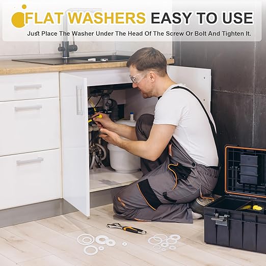 MECCANIXITY PTFE Flat Washers, 24Pack 24mm OD 18mm ID 2mm Thick Sealing Spacer Gasket Ring for Faucet Pipe Hose Bolt Machinery, White