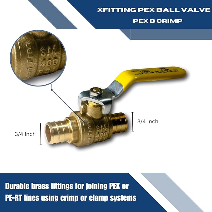 XFITTING 2 Pieces 3/4" Pex Ball Valve, 23-2-1=2X (2 Packs)