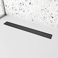 24 inch Linear Shower Drain with Removable Square Hole Panel by Using 304 Stainless Steel Process, Linear Drain Equipped with Adjustable Feet and Hair Strainer（Matte Black Color）
