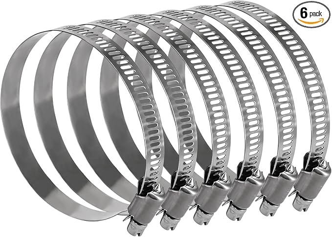 9.5 inch stainless steel hose clamp, adjustable metal worm gear assortment kit for water pipe (6 pcs)