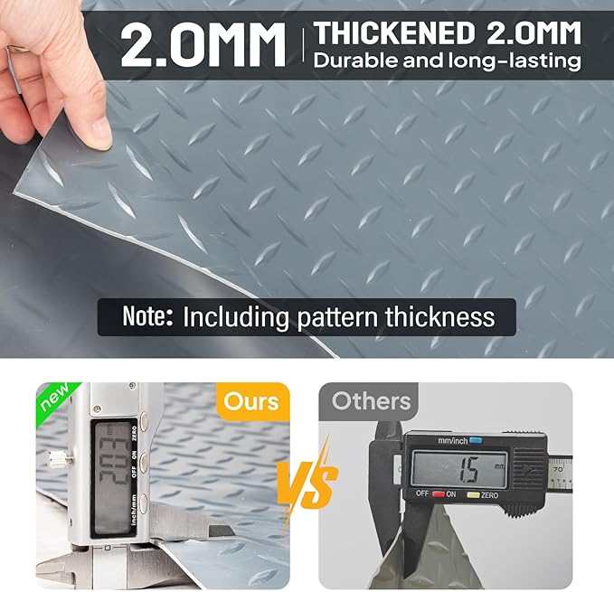 TUFFIOM 7.5 x 17 FT Garage Floor Mat, Thickened Diamond Plate PVC Garage Mats Flooring Roll for Under Car, Garage Car Parking Mats for Compact SUVs, Sports Car