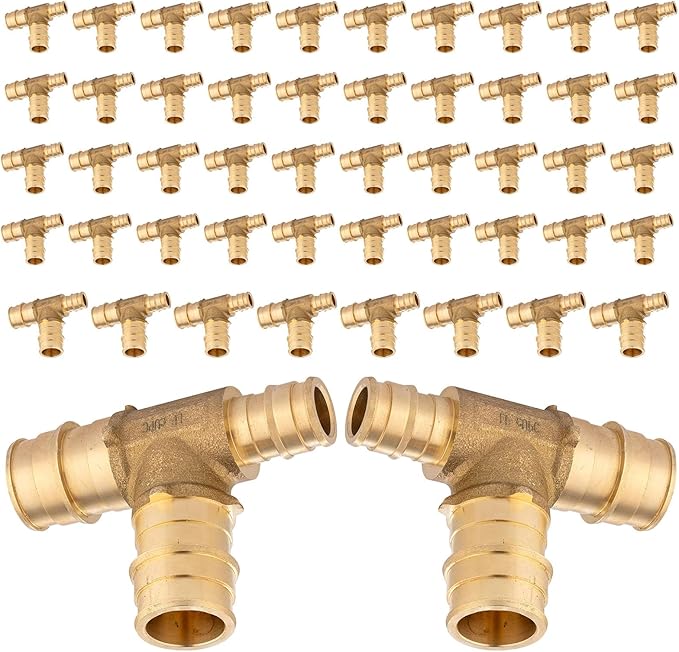 (50-Pack) Seelink 3/4" x 1/2" x 3/4" PEX-A Tee Expansion Fittings, for PEX Tubing Pipe Hose Fittings, ASTM F1960(PEX1960046-50Pack)