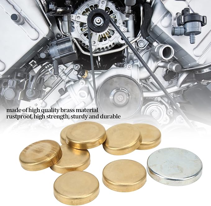 Engine Freeze Plug Kit Brass Freeze Frost Expansion Plug Parts MPE-100BR Compatible with Chevy Small Block 283ci 305ci 327ci 350ci 1957-1997