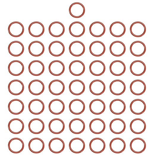 MECCANIXITY Silicone O-Ring 13mm ID 17mm OD 2mm Width Metric VMQ Sealing Gasket Replacement 50A Durometer for Plumbing Compressor Faucets Valves Repair (Red, Pack of 50)