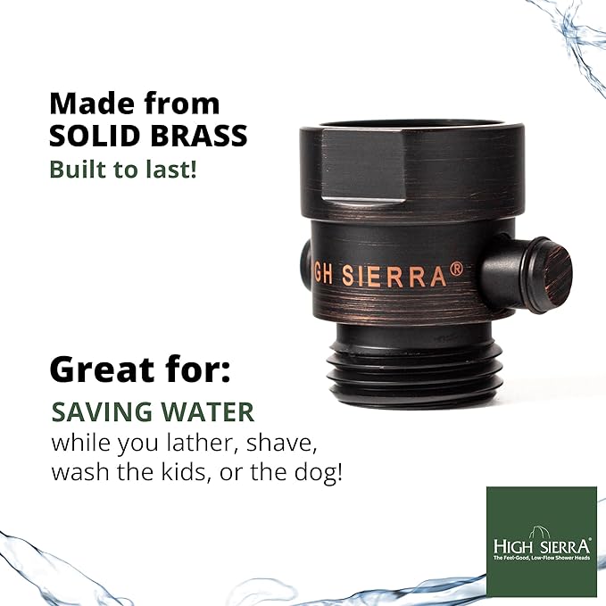 High Sierra® - Shower Head Pause & Pressure Control Valve - Solid Metal – Push-Button Valve Easily Controls the Flow of Water or Shuts It Off to Just a Trickle - Brushed Nickel Finish