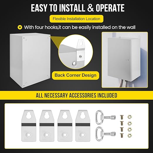 Outdoor Electrical Box,24x16x12 Steel Junction Box, NEMA 4X Electrical Enclosure Box IP66 Waterproof & Dustproof, Universal Electrical Project Box with Lock & Mounting Plate