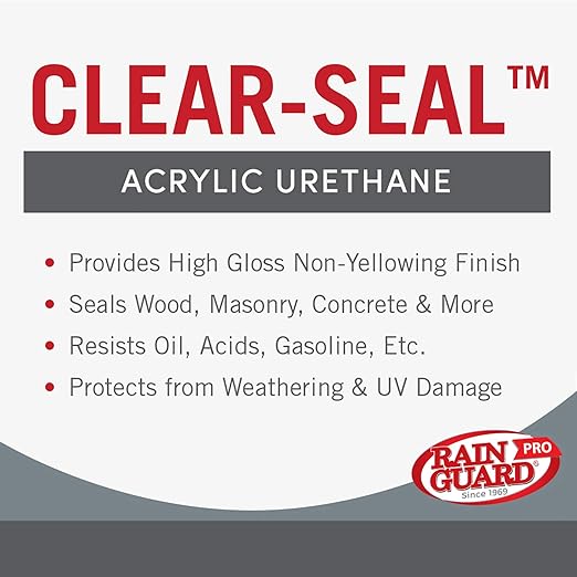 Rain Guard Water Sealers - CLEAR-SEAL - Professional Sealer and Finish Coat For Decorative Concrete, Stone, and Other Masonry Surfaces - Acrylic Urethane Coating - High Gloss - Ready To Use - 1 Gallon
