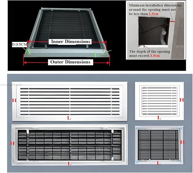 Return Air Filter Grille Duct Opening, Aluminum Air Vent Grille with Filter, Easy Install Removable Hinged Panel for Wiring, Louvered Access Panel for Drywall(14 * 48 in/350 * 1200mm)