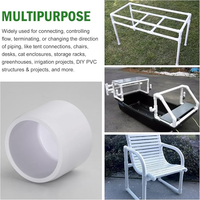 SCH40 PVC Cap 3/4 Inch - Fit Standard 3/4" SCH40 PVC Pipes (OD Approx. 1.05"), Zernmiarder Furniture Grade Pipe Caps, White Pipe Cover Fittings for Plumbing, DIY, Garden & Furniture - 4 Pcs