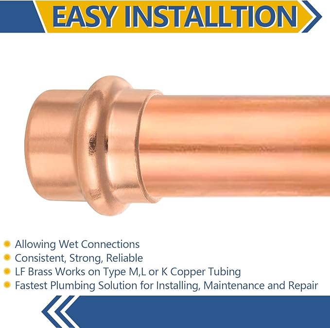 100-Pack GUOFIS Copper Press End Cap, 3/4" x 3/4" Plug Fittings for Copper Tube Connection with Stop(PRESS011-100Pack)