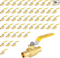 50 Pack Ball Valves, 1" Pex Crimp Shut Off Valve Yellow, Brass Full Port Pex B Shut Off Ball Valve for Hot and Cold Water, NSF/ANSI 61 Certified