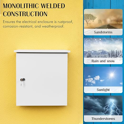 Electrical Junction Box Metal Enclosure Cold-Rolled Steel Plate Network Enclosure Exterior Box Wall/Pole Mounted for Electrical Services and Battery Accessories