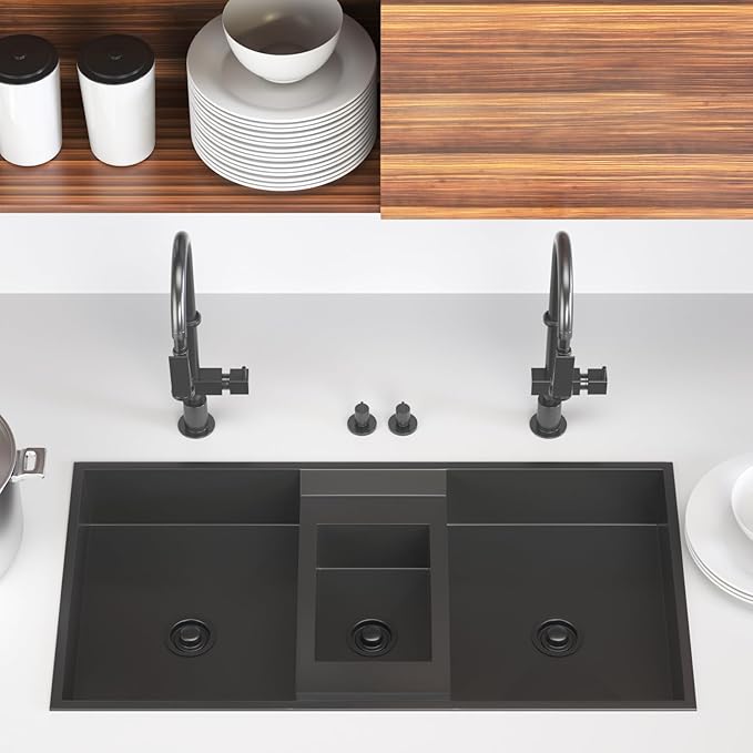 Kitchen Sink Flange Stopper,Garbage Disposal Flange and Sink Stopper,fit Stainless Steel 3-1/2 inch Standard Sink Drain,Black Colour