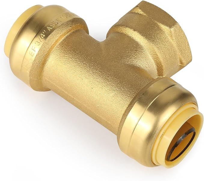 (30 Pack) EFIELD Female Tee 3/4"x3/4"x3/4" Push Fit Female Plumbing Tee,Brass Fitting No Lead For Copper Pex CPVC,(PF221-30PCS)