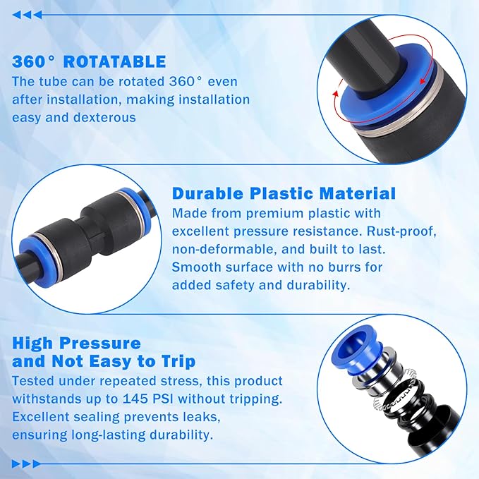80 Pcs Quick Connect Air Line Fittings Kit Pneumatic Push Lock Air Fittings 1/8",1/4",3/8",1/2" Push to Connect & NPT Thread Air Hose Fittings Quick Release Airline Fitting Kit